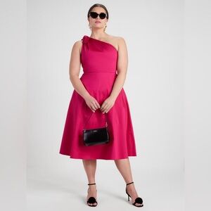Kate Spade Poplin Cotton Sabrina Fuchsia One-Shoulder Dress